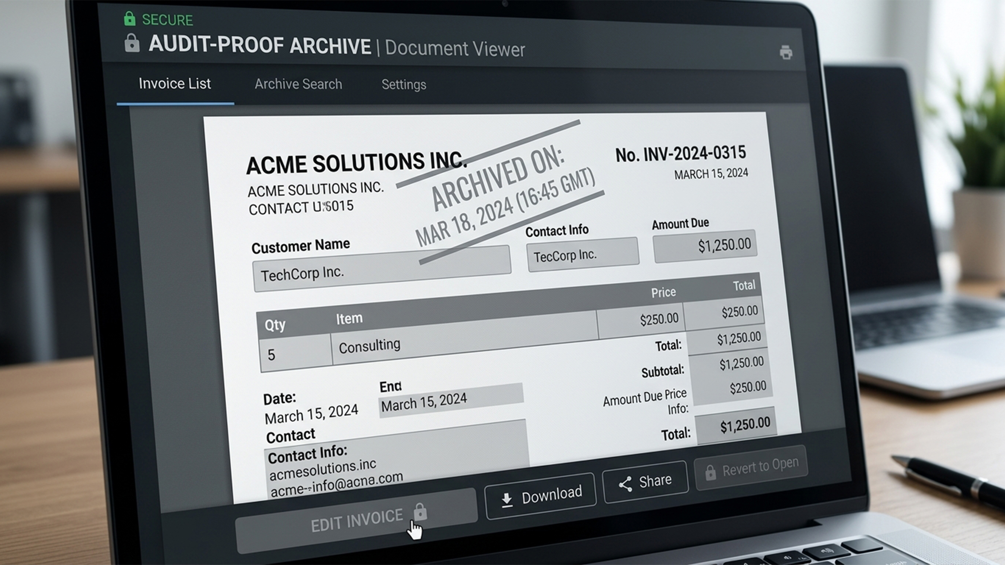 Digitale Rechnung auf dem IPad
