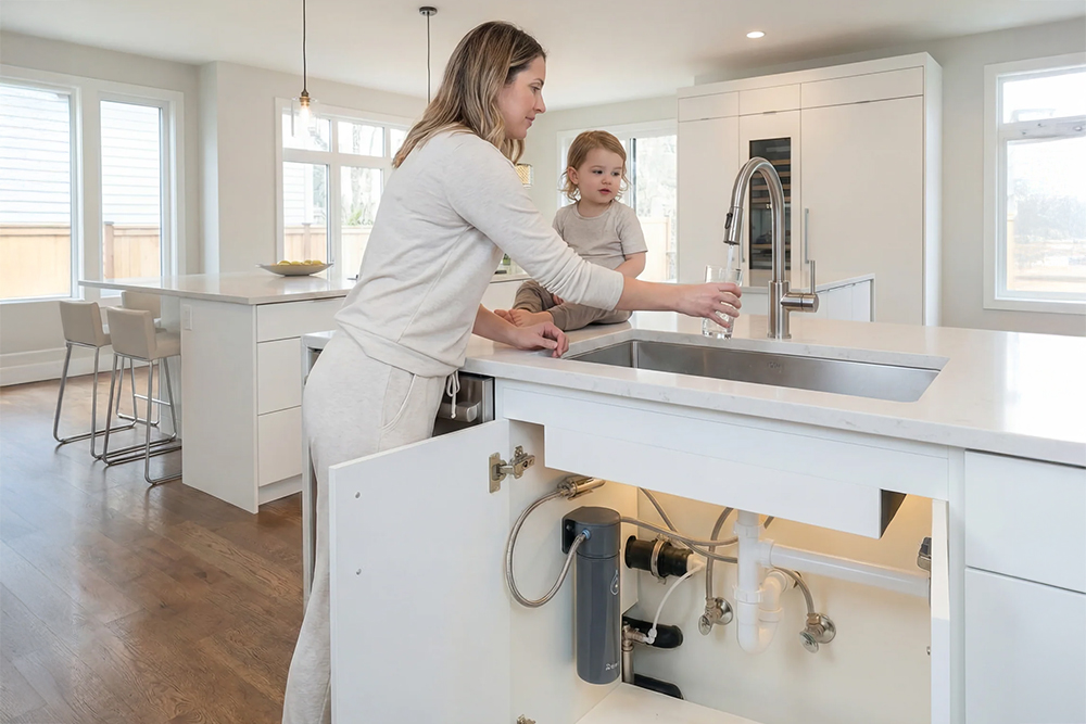 installierte Wasserfilteranlage von Dropvital