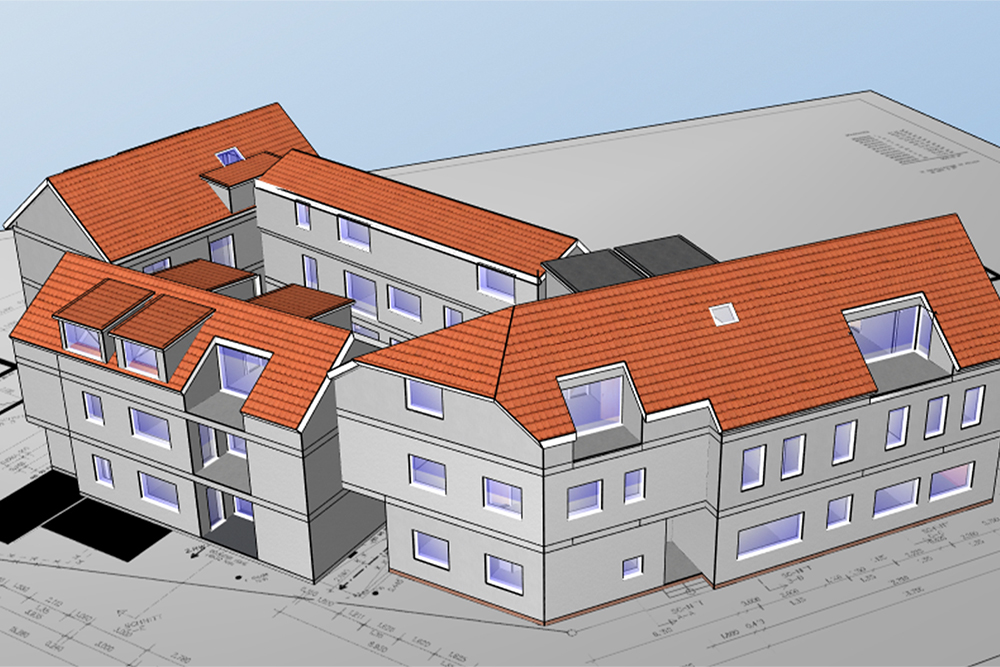 3D-Grafik eines Geb&auml;udes