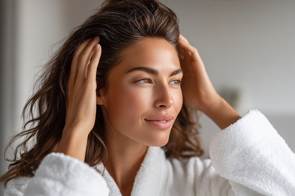 Frau mit reiner sch&ouml;ner Haut nach Wellnessbehandlung