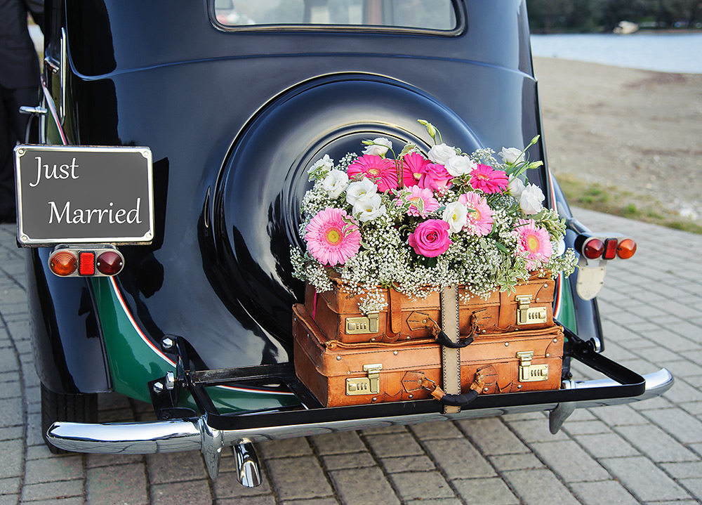 Just married, zur Hochzeit mit einem klassischen Oldtimer