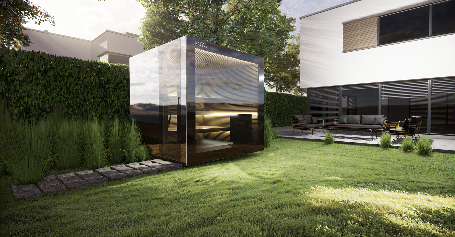 Außensauna, Design Gartenhaus, Modulbau, Büro-Cube